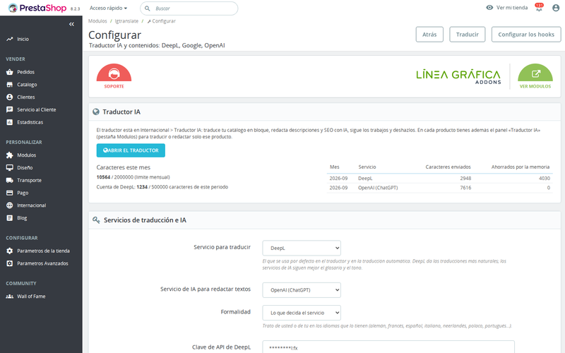 Ajustes de DeepL, Google, OpenAI, Claude y Gemini con glosario de marcas