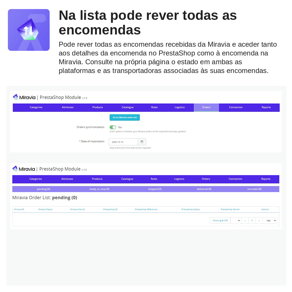 Módulo Prestashop Miravia – captura de ecrã 3