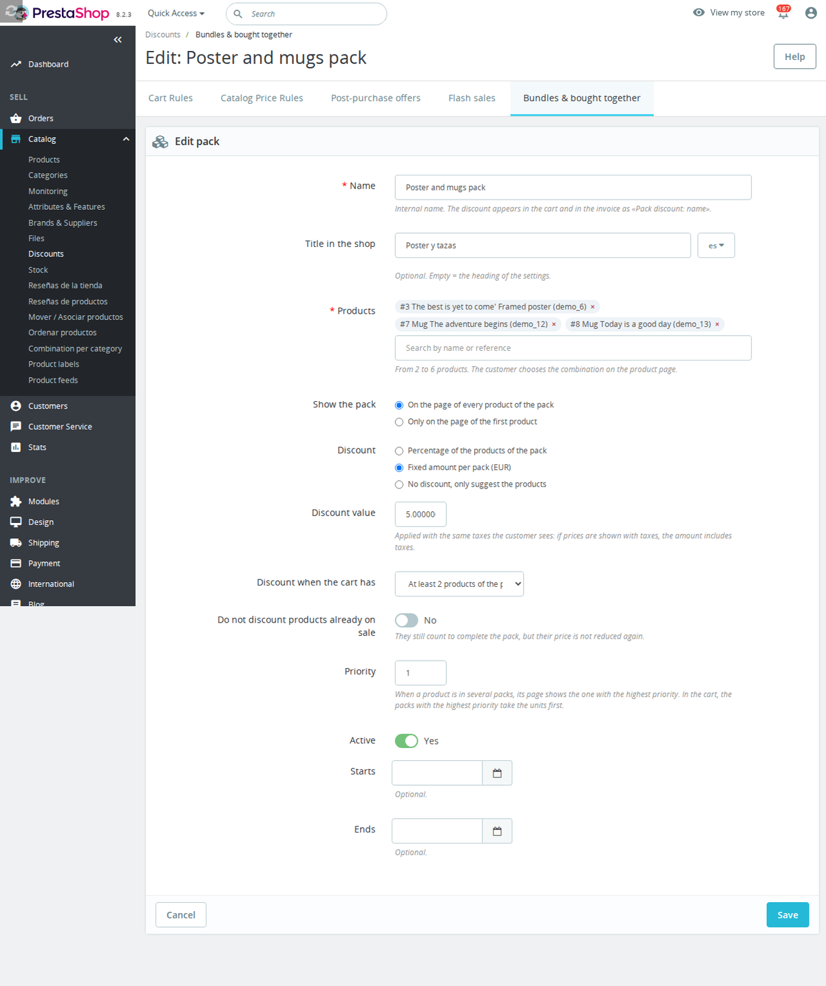 Create a discounted product bundle in the back office