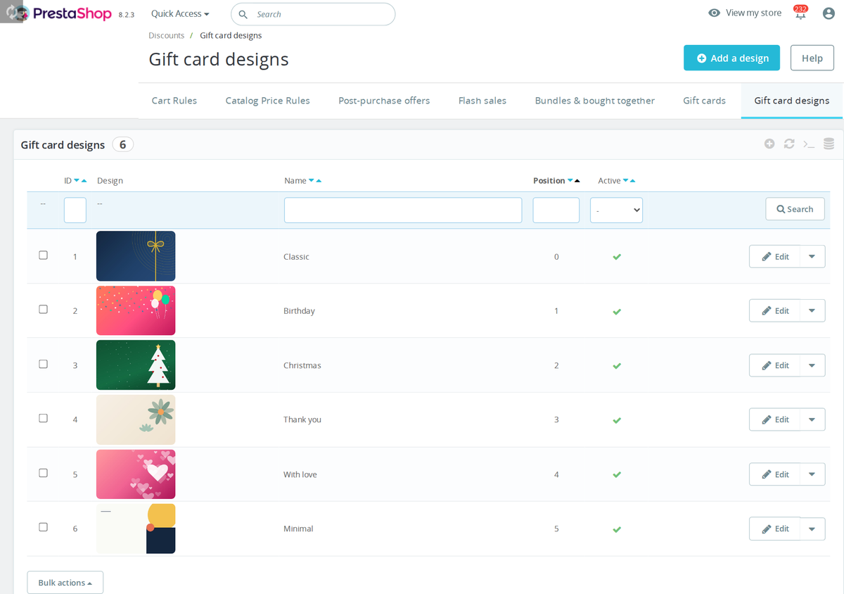 PrestaShop gift card designs: upload your own
