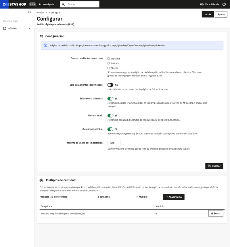 Configuración del módulo