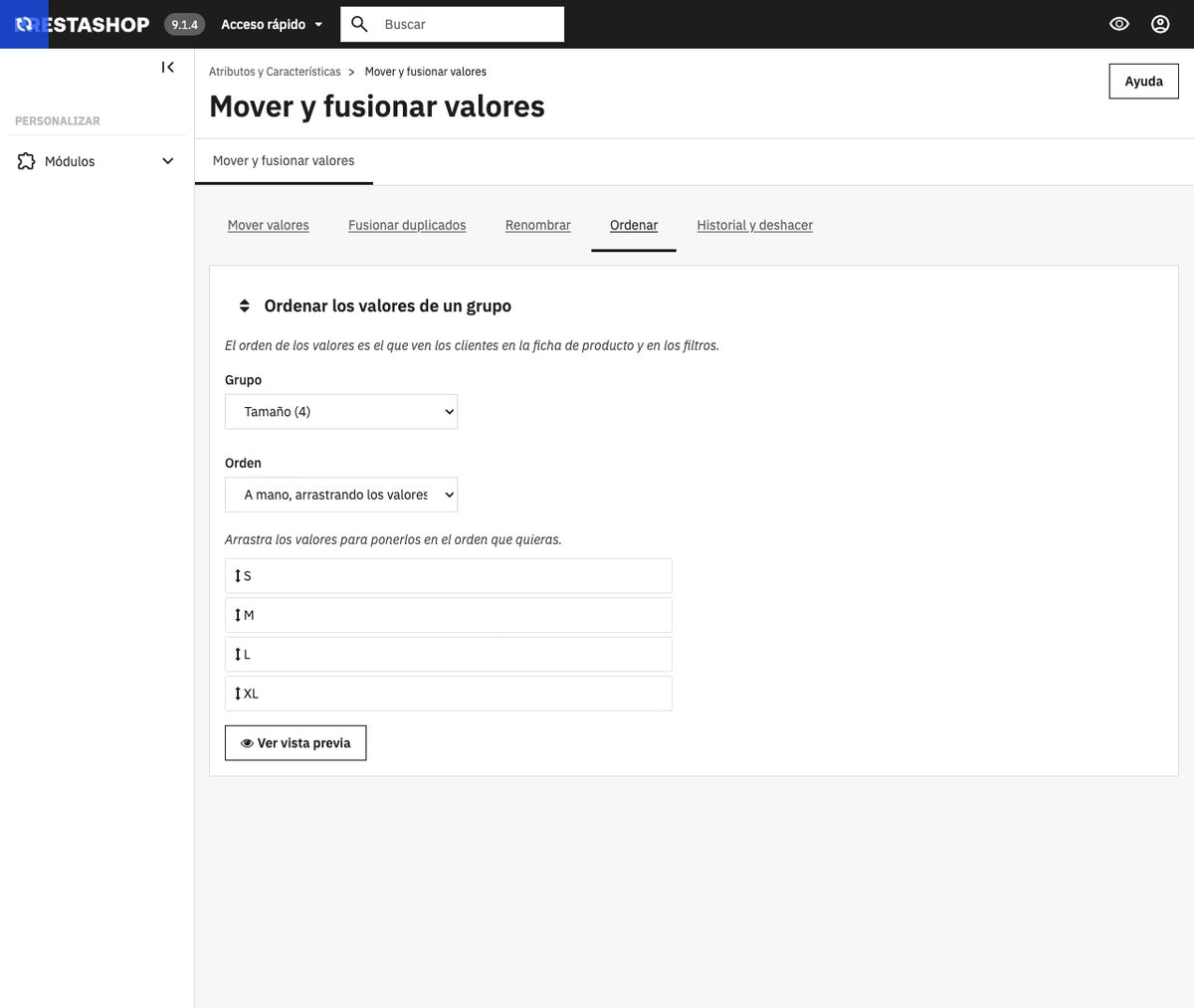 Mover y fusionar valores de atributos