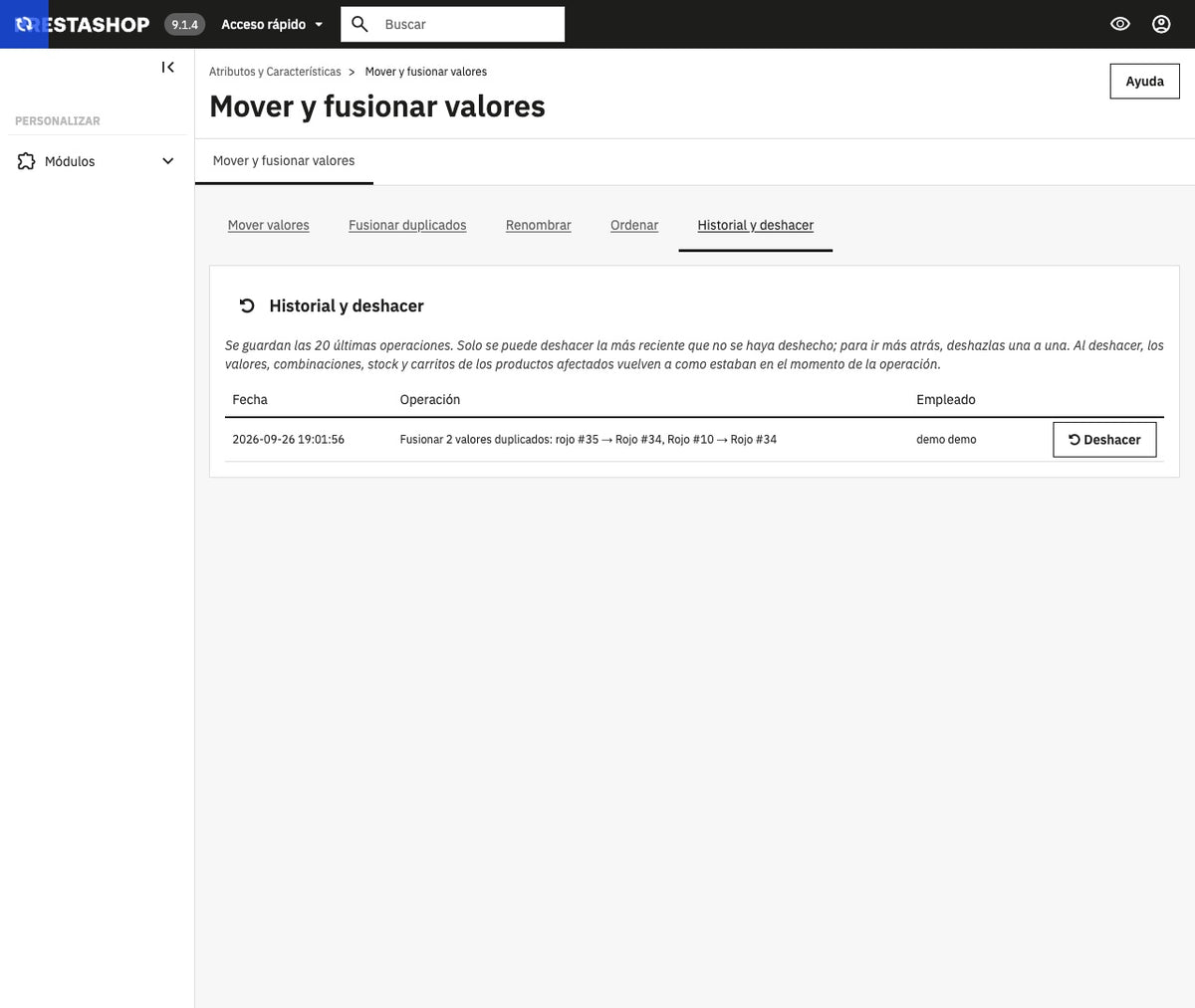 Mover y fusionar valores de atributos