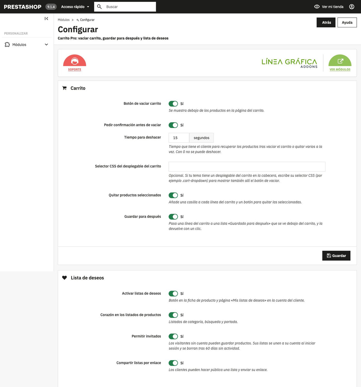 Configuración del módulo