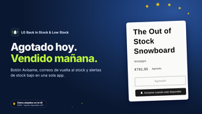 LG Back in Stock & Low Stock, app de Shopify de avisos de vuelta al stock y alertas de stock bajo