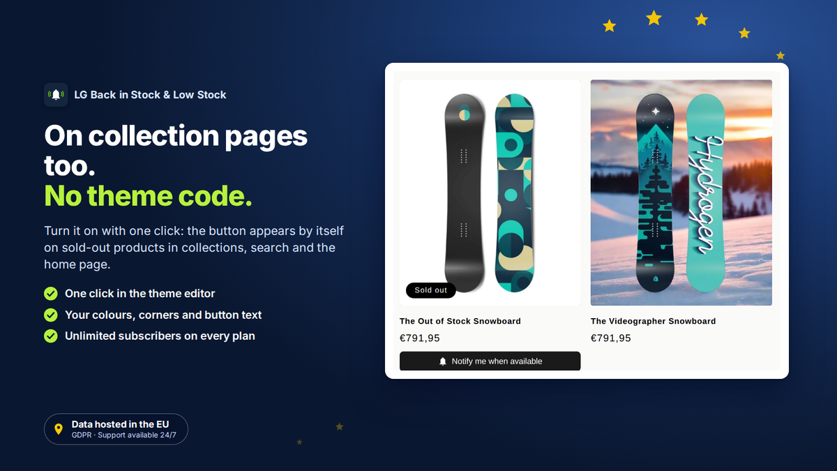 Botão Avise-me nos produtos esgotados de uma coleção Shopify, sem mexer no código do tema
