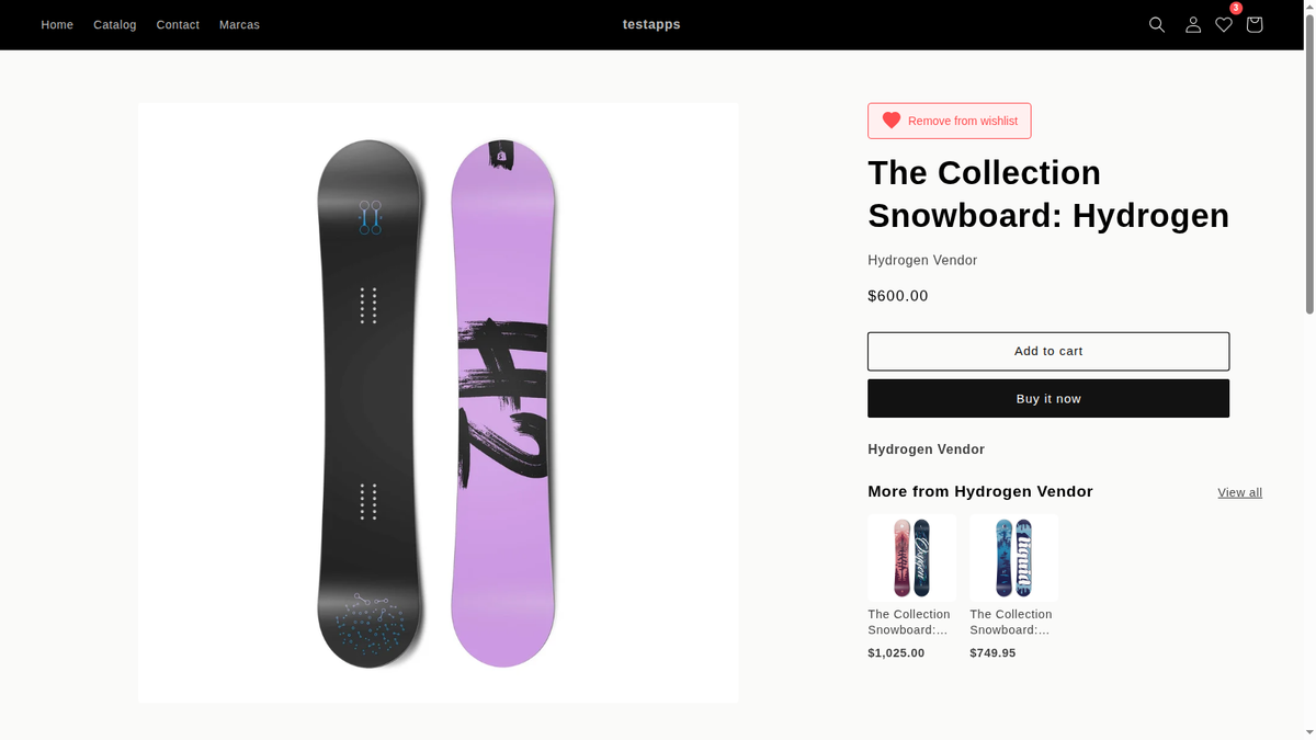 LG Wishlist favorites button on a Shopify product page, with the wishlist counter in the header