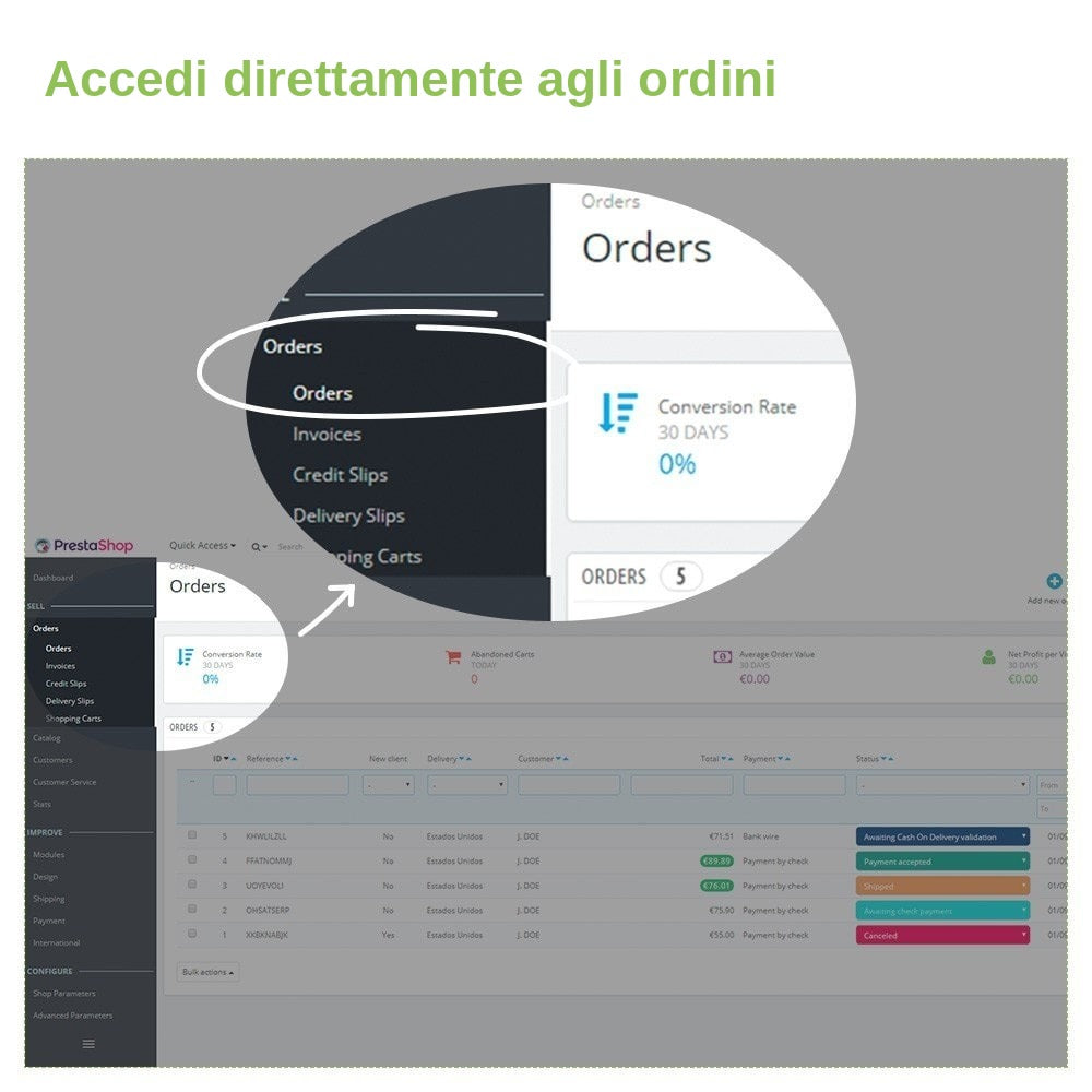 Modulo PrestaShop Modifica stato ordine direttamente dall'elenco ordini – schermata 3