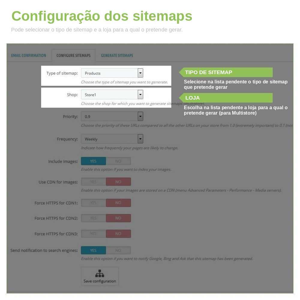 Módulo PrestaShop Sitemap XML Google Pro – captura de ecrã 1