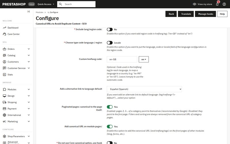 Hreflang tags per language and country in PrestaShop